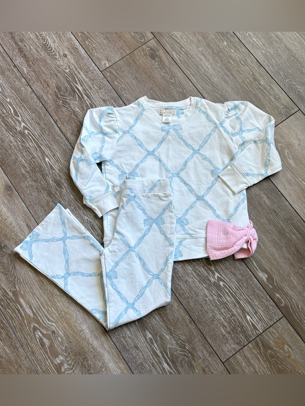 TBBC Blue Bow Crewneck and Pants Set